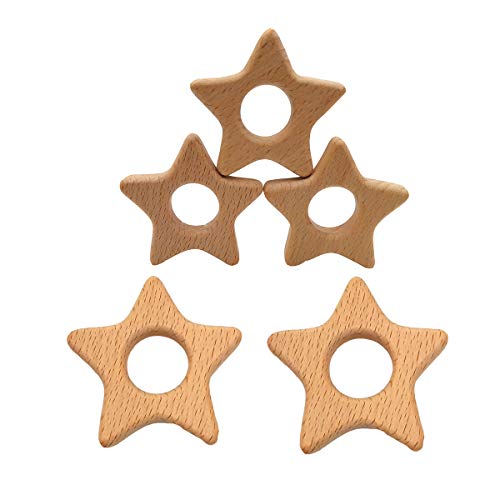 Lovely Cartoon Wood Star Teether Pure Natural Animal Shape Beech Wooden Handmade Pattern Diy Jewelry Making Necklace Pendant (10Pcs) #TOP3