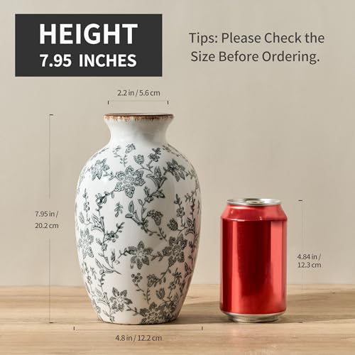 Gray Vintage Chinoiserie Floral Vase, 7.95" - image 2