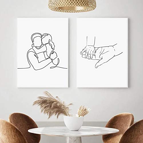 Père fille unique art dessin au trait pour immortaliser l'amour familial
