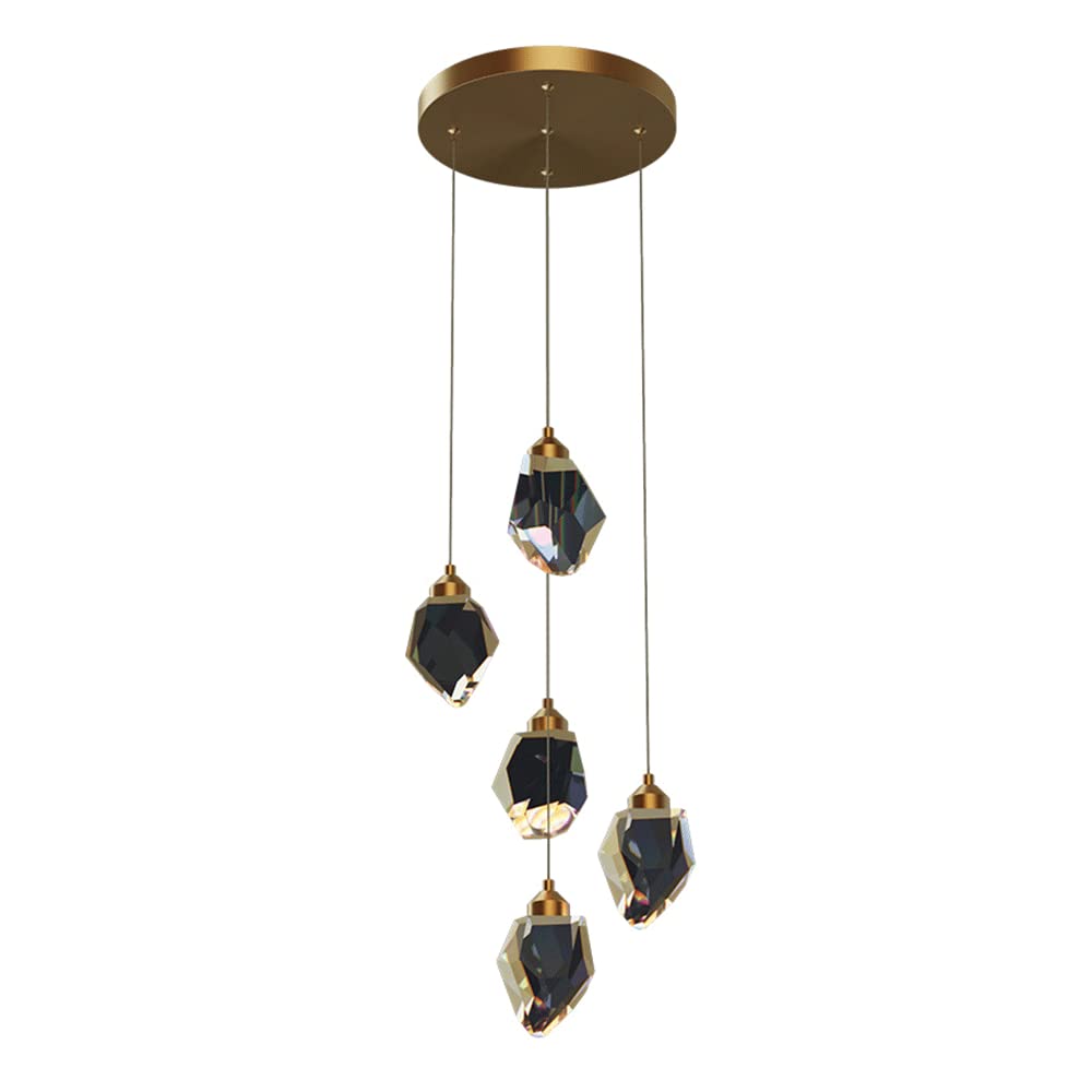 Luminaire suspendu moderne pour sublimer un îlot de cuisine sombre avec 5 LED