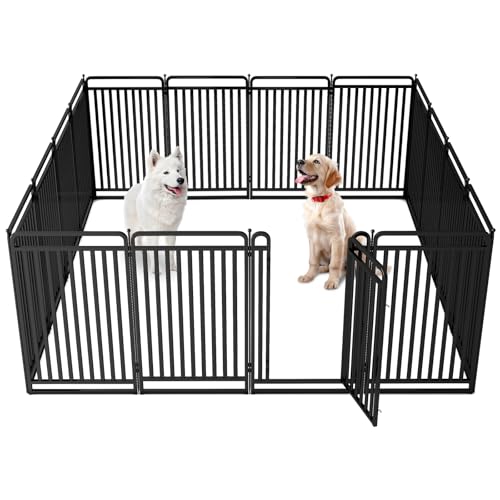 Image of New Thickened Version Dog Playpen, 43 Inch Dog Fences for The Yard, Portable Outdoor Dog Playpen for Large /Medium /Small Dogs, Foldable Metal Dog playpen, with Doors (16 Panels, 43 Inch)
