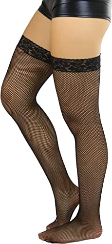 Image of ToBeInStyle Women's Fine Classic Fishnet Thigh High Stretch Nylon Novelty Stockings