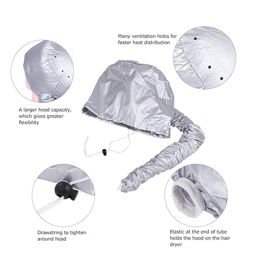 krupanidhi Hair Dryer Bonnet Hood Nylon Hair Dryer Attachment Head Cover Hot Oil Treatment Hat for Home & Salon,multicolor 2