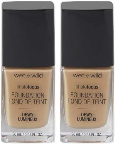 Wet n Wild - Photo Focus Foundation DEWY - Base Ligera, Hidratante y Supernutritiva para Pieles Normales y Secas - Atenúa las Imperfecciones y Minimiza los Poros - Vegano - Golden Beige - 1 Unidad