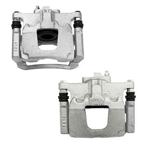 Image of TRQ Rear Driver and Passenger Side Brake Caliper Set Caliper Brackets Hardware Compatible with 07-11 Dodge Nitro 08-12 Jeep Liberty 07-17 Wrangler 18 Wrangler JK