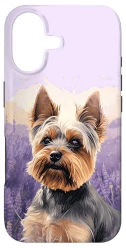 Cute Yorkie Lover Yorkshire Terrier Lavender Floral Dog Case for iPhone 17