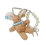 YUPEIUKLI Niedliche Hasen-Perlen-Haarspange, Handy-Anhänger, Plüsch-Schlüsselanhänger, Taschenaccessoire, weiche PP-Baumwolle, niedliche Hasen-Kuscheltiere