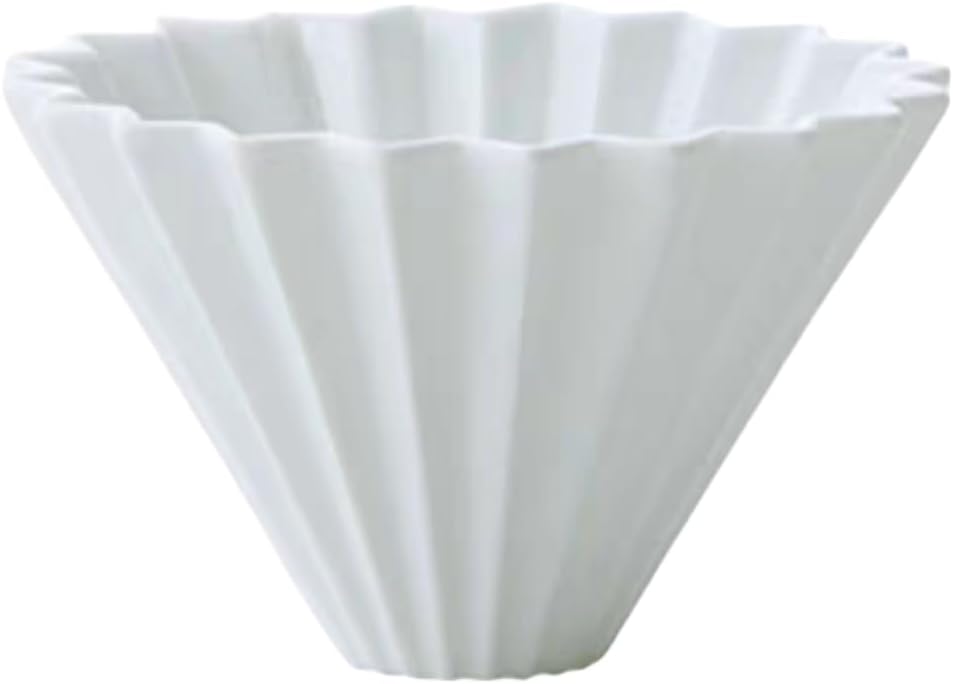 Origami Filter Cup,Ceramic Pour Over Coffee Maker, Non-Electric Pour Over Coffee Dripper, Easy Manual Brew Maker, Single Cups Porcelain for Home, Cafe, Camping, Coffee Gifts (White)