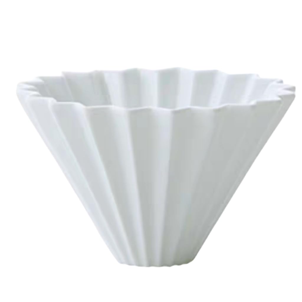 Origami Filter Cup,Ceramic Pour Over Coffee Maker, Non-Electric Pour Over Coffee Dripper, Easy Manual Brew Maker, Single Cups Porcelain for Home, Cafe, Camping, Coffee Gifts (White)