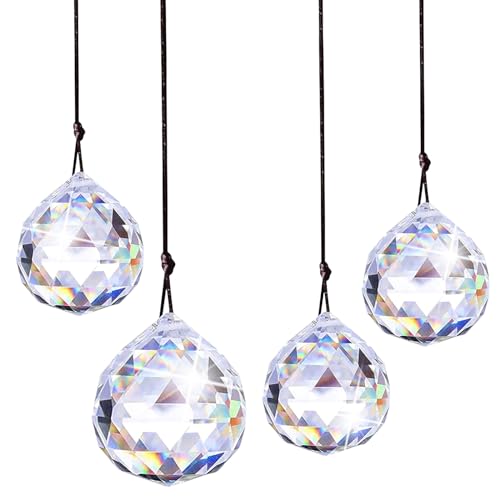 Booaee 4 bolas de cristal para decoración de ventana, para casa, oficina, jardín