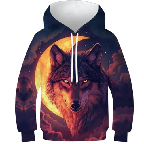 Sweat loup imprimé 3D avec poche, le cadeau idéal pour l'anniversaire d'un garçon 11-13Y
