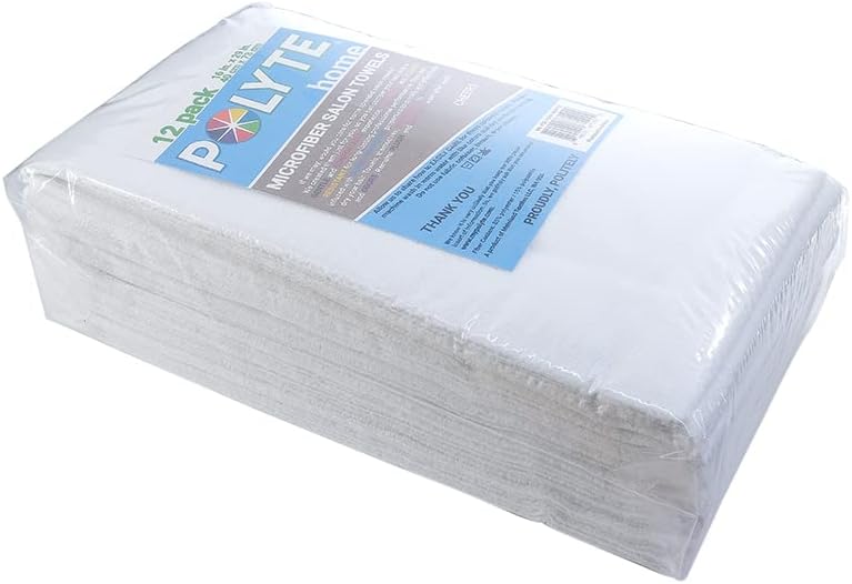 Miniatura 5 de POLYTE Toalla profesional de secado rápido de microfibra sin pelusas, 16 x 29 pulgadas, paquete de 12 (blanco)