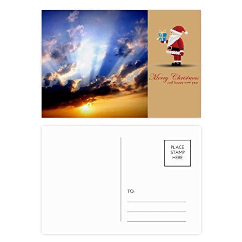 Cartes postales père Noël bleu orange lot de 20 pour ne plus manquer de cartes de vœux en décembre