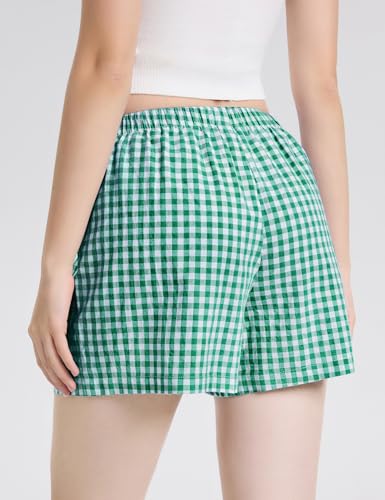 Image of LOMON Womens Boxer Shorts Casual Summer 2026 Pajama Lounge Sleep Pj Gingham Plaid Shorts Y2K Beach Bottoms