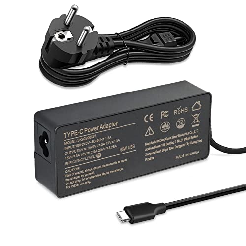 ATTNINE 65W USB-C Cargador Adaptador para Lenovo ThinkPad X1 Carbon Yoga 720 730 910 920 Chromebook 100e 300e 500e Cable de alimentación para computadora portátil Cover