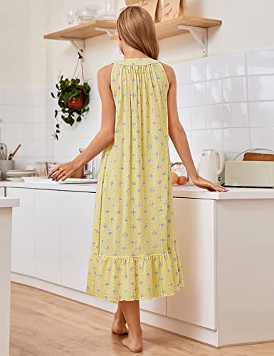 Image of MZROCR Cotton Nightgowns for Women Soft Sleeveless Night Gown for Adult Women Ruffle Sleepwear
