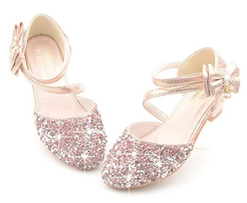 Little Kids Girls Dress Shoes Mary Jane Wedding Party Shoes Glitter Bridesmaids Princess Heels Sandals(Toddler/Little Kid)4