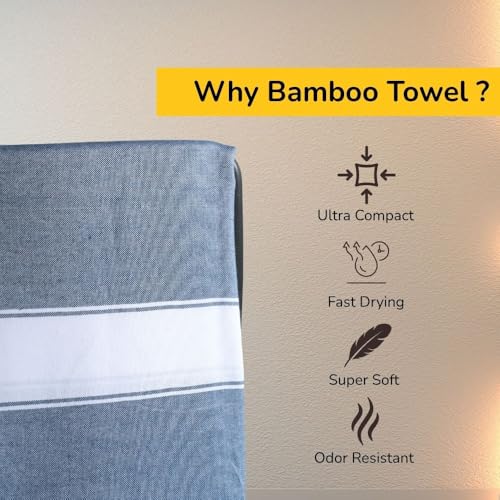 Image of Ultra Lightweight Bamboo Bath Towel-Set of 3| 155x80 CM| Quick Dry, Highly Absorbent, Skin-Friendly & Eco-Friendly Towels |Perfect for Daily Use, Travel (Less Than 200gm) & Gifting