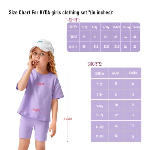 Image of KYDA KIDS 100% Pure Cotton Girls Printed T-Shirt & Shorts Co-ords Set | Soft Breathable Summer Wear for Girls | Casual Trendy Matching Top & Bottom for Kids
