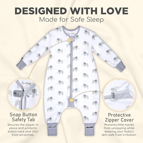Image of Mama Cheetah Toddler Sleep Sack with Feet, Long Sleeve 1.0 TOG Organic Cotton Baby Sleeping Bag with Legs, Wearable Blanket for Walkers with 2-Way Zipper, Toddler Blanket for Girls and Boys 2T, 2-Pack