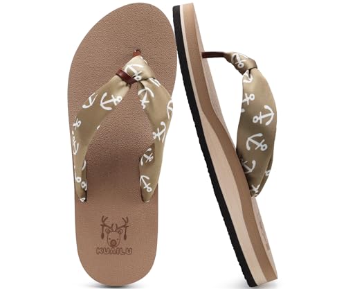 Image of KuaiLu Flip Flops for Women with Arch Support Summer Beach Thong Sandals