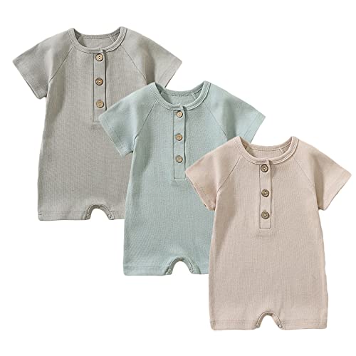 Baby Boys Girls 2 Pack Romper Jumpsuits Short Sleeve One Piece Clothes Sets