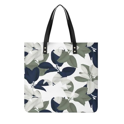 Tote bag fleurs vertes et blanches grand sac de plage pour femme
