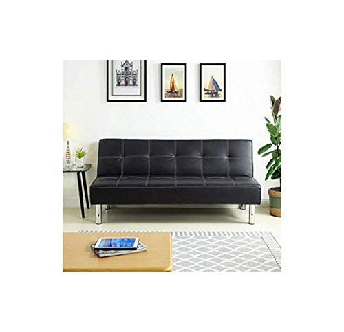 HOGAR 24 Sofá Cama Clic clac Tapizado En Piel Ecológica, Color Negro...