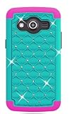 Galaxy Wireless Hybrid Dual Layer Diamond Case for Samsung Galaxy Ace Style S765C / Samsung Galaxy Stardust S766c  (Teal / Hot Pink Skin)