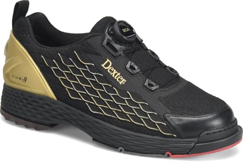 Dexter Mens C9 Knit BOA Bowling Shoes (for Right and Left Handed Bowlers. Men's Shoe Sizing) - Black/Gold 7.5