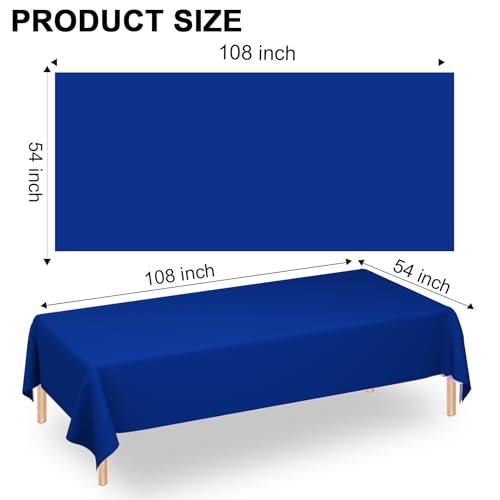 Image of WNINK 4 Pack Royal Blue Tablecloths Disposable Table Covers 54 inch x 108 inch Table Cloths for BBQ Birthday Picnic Bridal Shower Wedding Plastic Table Cloths for Parties Fits 6 to 8 Foot Rectangle Tables