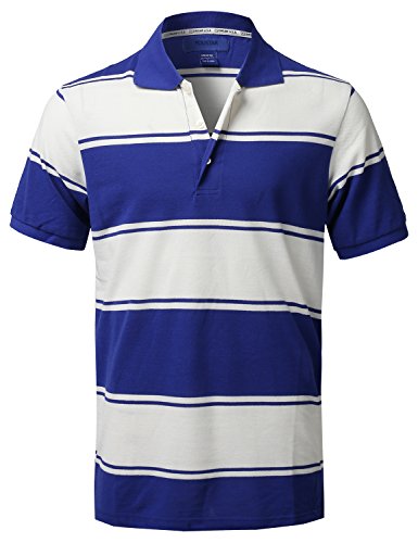 Youstar Herren Basic Casual Kurzarm gemustert 3 Knopfleiste Poloshirt (S-5XL) -  Blau -  Klein