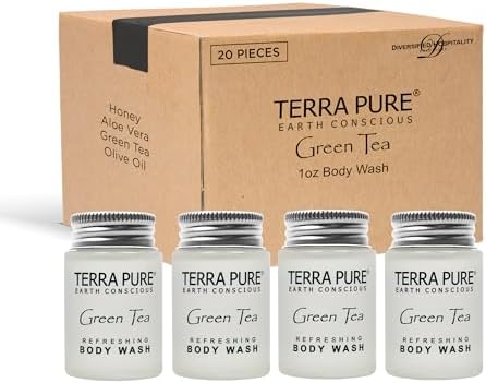 Terra Pure Green Tea Body Wash, 1 oz. In Jam Jar With Organic Honey And Aloe Vera (Case of 20)