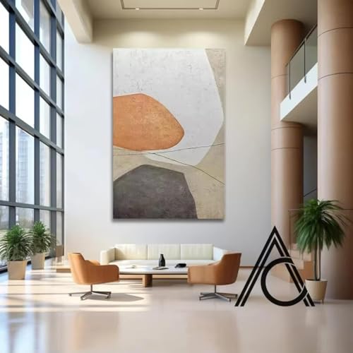 IHHGNB Dipinto astratto beige e grigio su tela, arte murale minimalista beige, grandi poster e stampe per soggiorno, arredamento per la casa, 80x120 cm (31x47 pollici) senza cornice