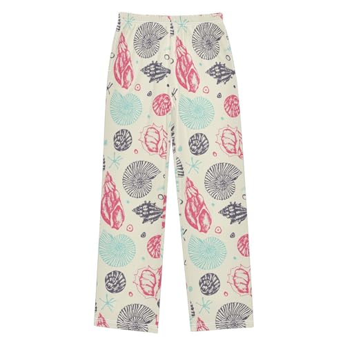 ZZKKO Sea Shells Beige Boys Pants for Kids Jogger Pants with Pockets S-XL