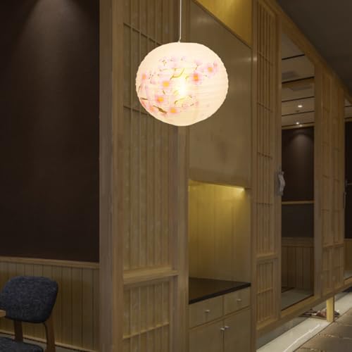 Image of MERRYHAPY 3Pcs Folding Japanese Paper Lanterns Hanging Decorations for Wedding Party Restaurant Floral Design Traditional Oriental Paper Lanterns 41.33X13.77In