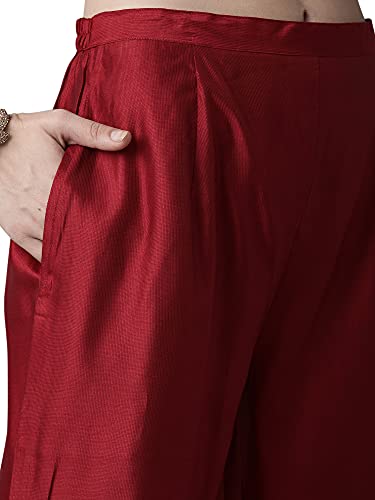 Image of INDO ERA Women's Solid Viscose Straight Kurta Palazzo With Dupatta Set(KD9RD2126)