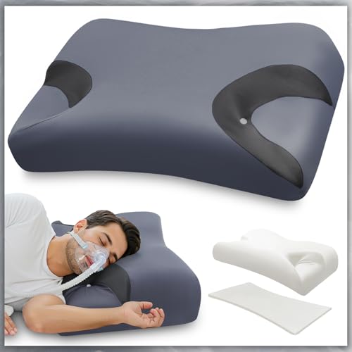 Hypuno 5.0 CPAP-Kissen für Seitenschläfer - Verstellbare Höhe/Nackenunterstützung - Memory-Schaum-Kissen Geeignet für Alle CPAP-Masken-Nutzer -Ideal für Seiten- und Rückenschläfer -Reduziert Luftlecks