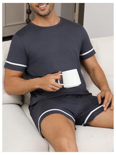 Verdusa Men's Pajamas Comfy Pjs Set Sleepwear Short Sleeve Short Sets 2 Piece Lounge Set4