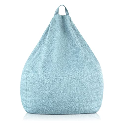 DESHOME - Puff tipo saco con relleno desenfundable para interior y exterior: puff puff puff puf de tejido impermeable artesanal Made in Italy - Light puf (Media: 85 x 85 x 90 cm, turquesa polvo)