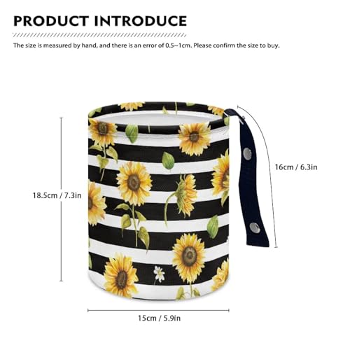 Image of Hanging Portable Car Printed Sunflower Multipurpose Car Accessories Interior Universal Collapsible Back Seat, Front Console, Floor, or Hanging Headrest Waste Basket