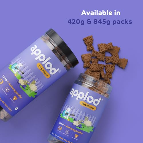 Image of Lamb with Ashwagandha Dog Biscuits for Puppies & Adult Dogs | Oven-Baked Crunchy Dog Treats Made with Real Ingredients | Healthy Training & Reward Snacks | 845g