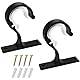 2 Stück Vorhang Gardinenstange Halterung, Dicker Aluminium Vorhang Stange Halter, Curtain Rod Brackets mit Schrauben, Gardinenstange Halterung für Gardinen, Kleiderstange,Deckenbefestigung(Schwarz)