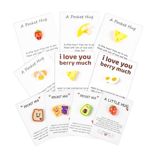 Pocket Hug Cards with Mini Tokens Encouragement Greeting Cards with Motivational Quotes Emotional Support Anxiety Relief Pocket Cards Inspirational Pocket Gifts for Family Friends Coworkers (Food)