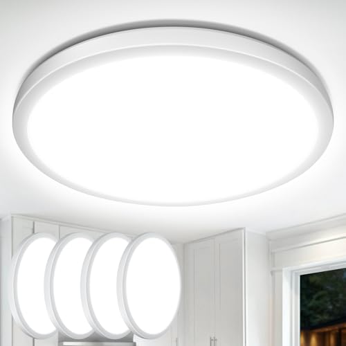 Lepro Bathroom Light, 18W 1800lm LED Ceiling Light, Waterproof IP44, 2.6cm Ultra-thin, 5000K, Round, Modern Flush Ceiling Lighting for Bathroom, Kitch