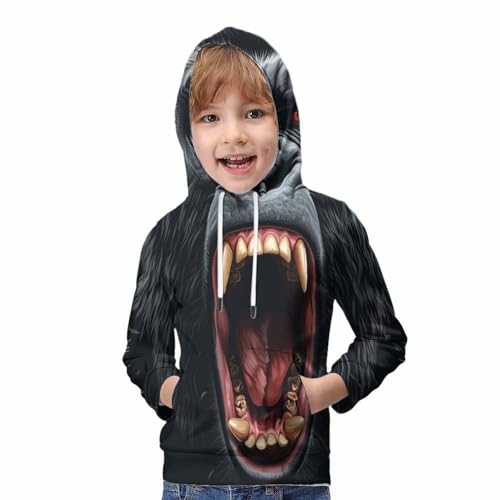 Pull gorille 3D garçon 13-15 ans avec sweat à capuche manches longues