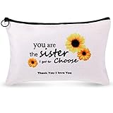 Makeup Bag Birthday Present for Sister Friend Woman Cosmetic Pouch Makeup Travel Case You're the Sister I Got to Choose Zipper Cosmetic Bag for Soul Sisters and Friends