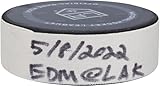Los Angeles Kings vs. Edmonton Oilers Game-Used Puck from Game 4 of the First Round of the 2020 Stanley Cup Playoffs on May 8, 2022 - NHL Unsigned Game Used Pucks