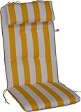 Mit abnehmbarem Kopfkissen Angerer Sesselpolster hoch Design Blockstreifen Stuhlaulfage, gelb/weiß, 120 x 50 x 6 cm, 2103/015