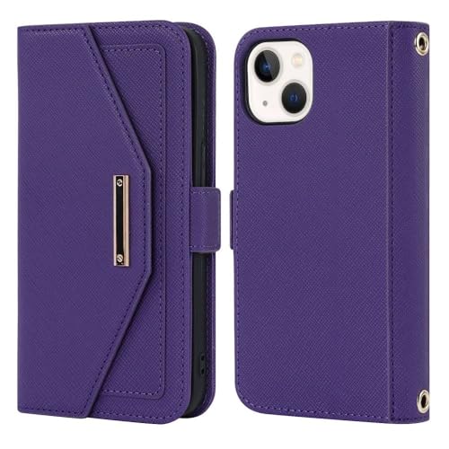 Coque portefeuille cuir iPhone 13 Mini violet chic pour vos sorties